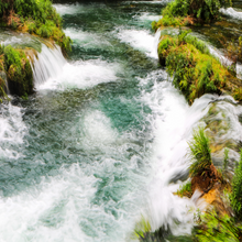 Natural Mossy River Waterfall Wallpaper