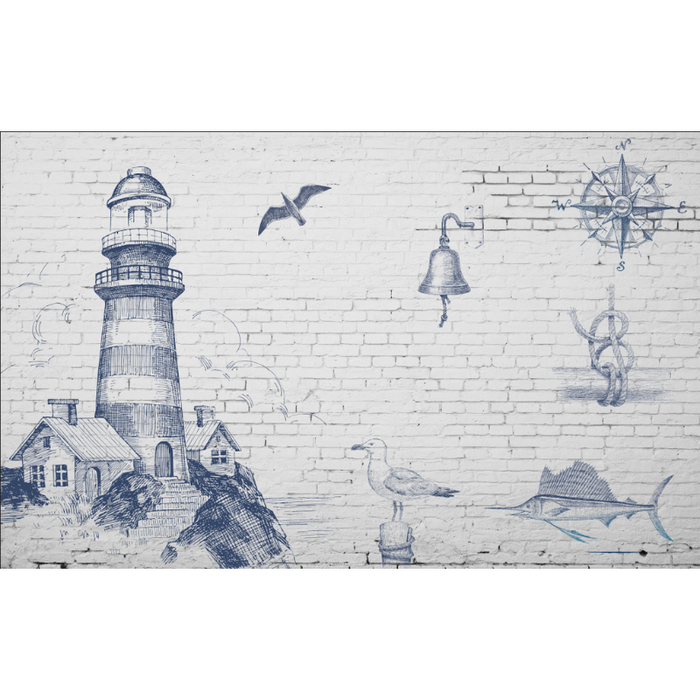 Retrograde Seaside Lighthouse Wallpaper