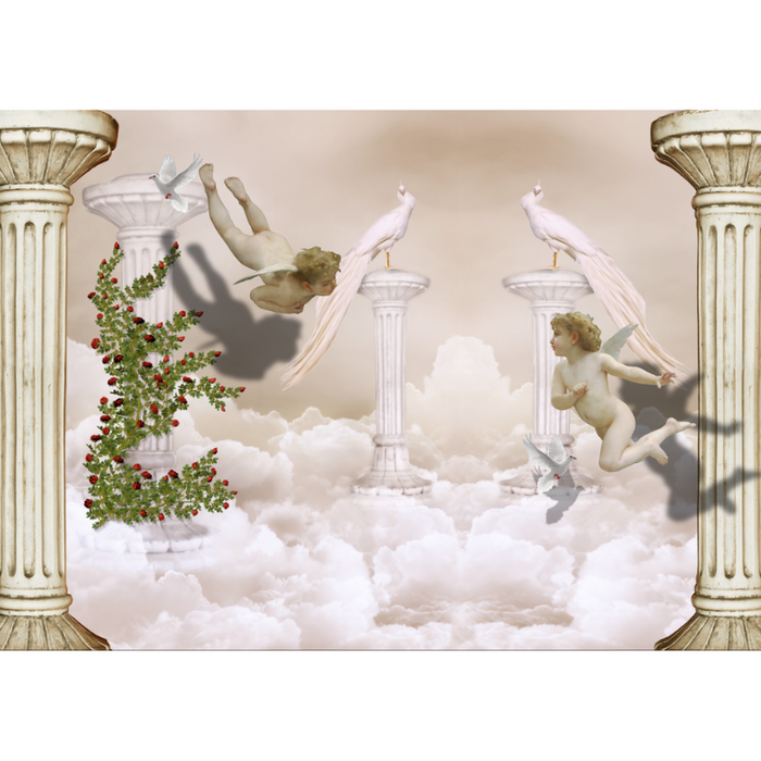 Angels & Roman Column Abstract Wallpaper