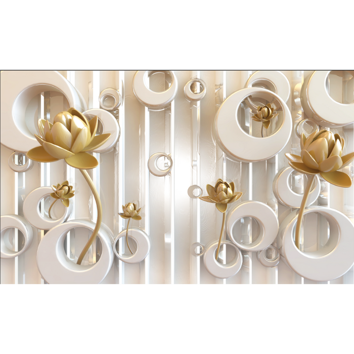 Luxury Circular Gold & White Abstract Wallpaper