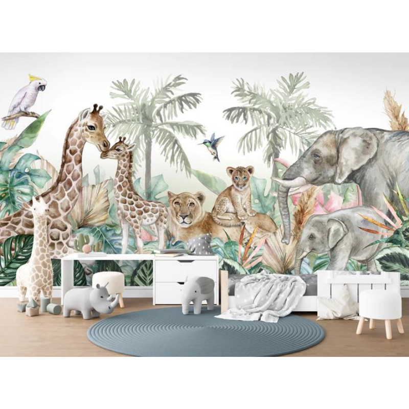Jungle Safari Animals Nursery Removable Wallpaper