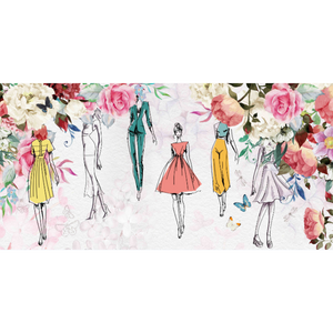 Floral Framed Cartoon Clique Women Wallpaper