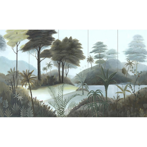 Simplistic Lakeside Tropical Nature Scenery Wallpaper
