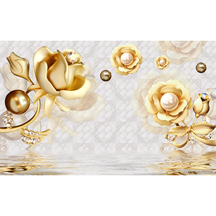 Abstract Gold Pearl & Diamond Wallpaper