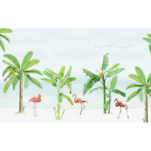 Tropical Beach Paradise Flamingo Wallpaper