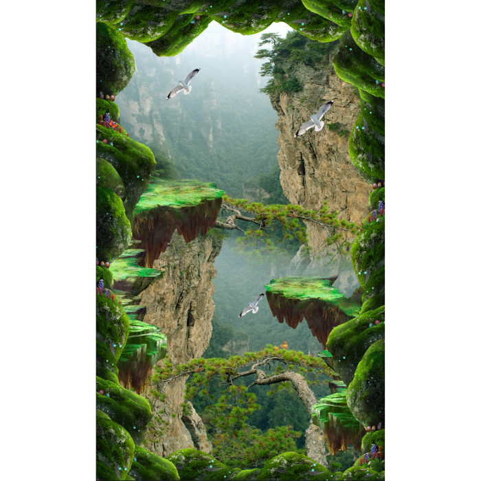Cavern Deep Mossy Canyon View Wallpaper