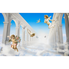 Roman Columns & Angels In The Clouds Wallpaper