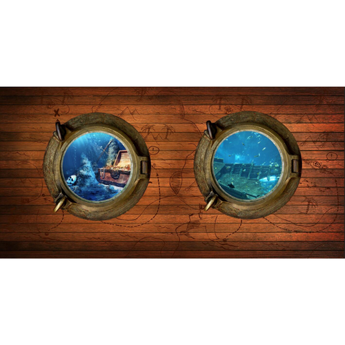 Aquatic Ship Under Water Peephole Treasure View Wallpaper