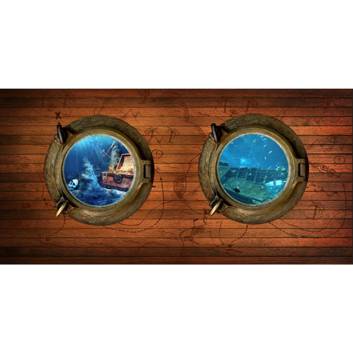 Aquatic Ship Under Water Peephole Treasure View Wallpaper