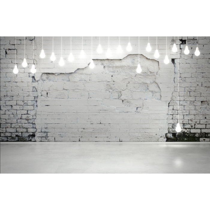 Simple Black & White Brick Wall Lighting Wallpaper