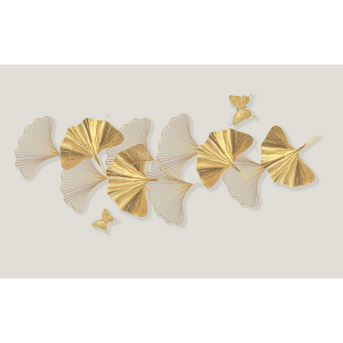 Luxurious Abstract Golden Leaves & Butterflies Wallpaper