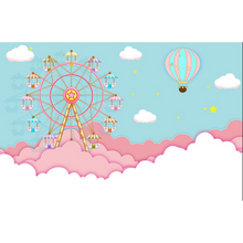 Cartoon Ferris Wheel Amusement Park In The Clouds Wallpaper