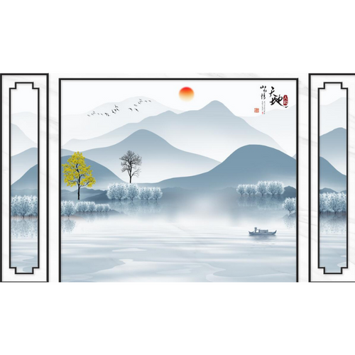 Windowsill Mountain Range Natural Environment Wallpaper