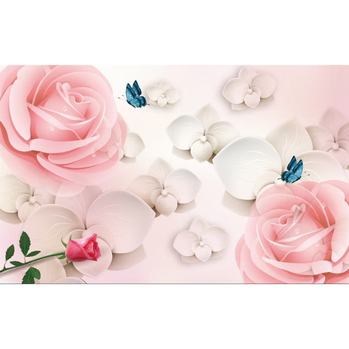 Pink Rose & White Flowers Abstract Wallpaper