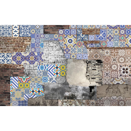 Abstract Diverse Patterned Brick Wall Wallpaper