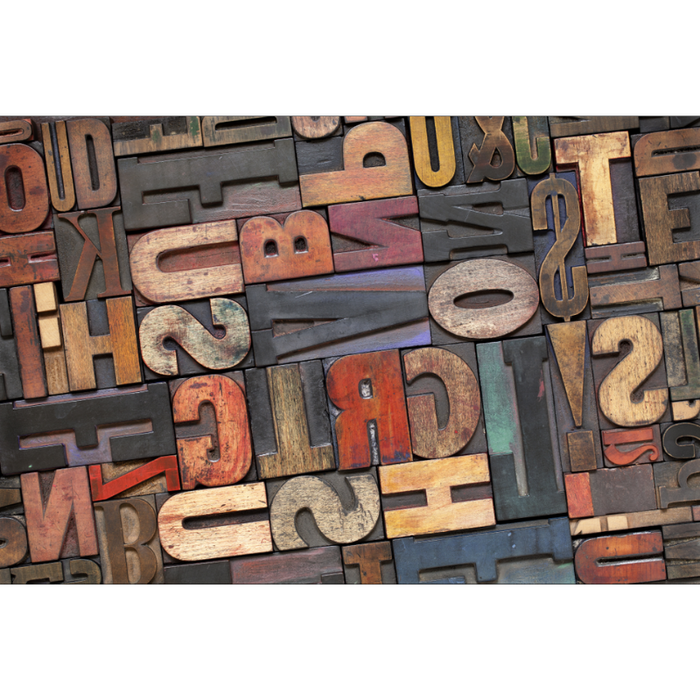 Colorful Rustic Wood Block Letters Wallpaper