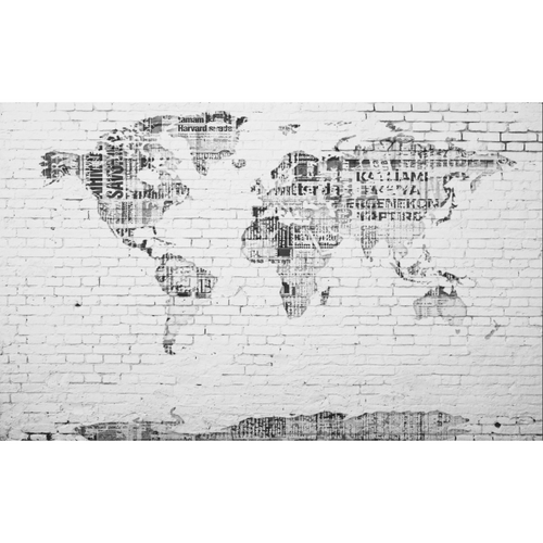 Generic Brick Wall World Map Decal Wallpaper