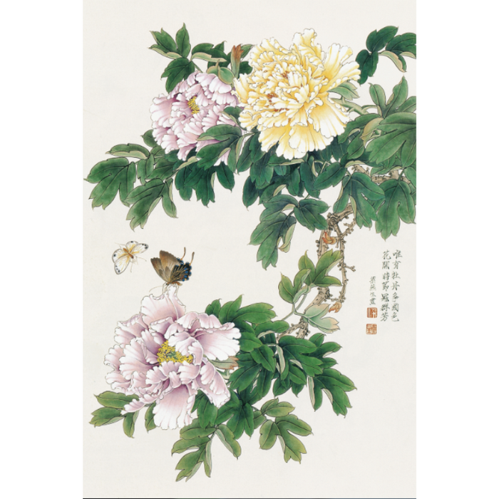 Asian-Inspired Butterflies Landing Scenery Wallpaper