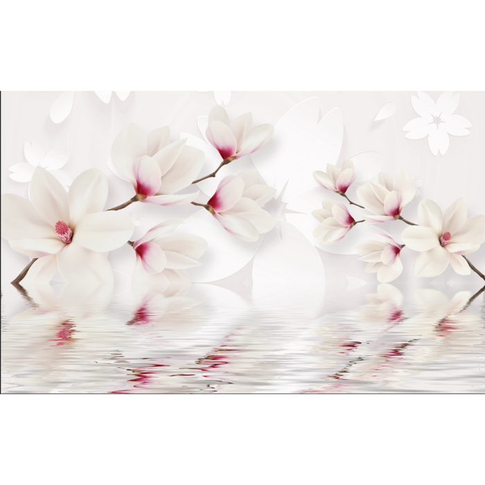 Natural Abstract Pink & White Flower Wallpaper