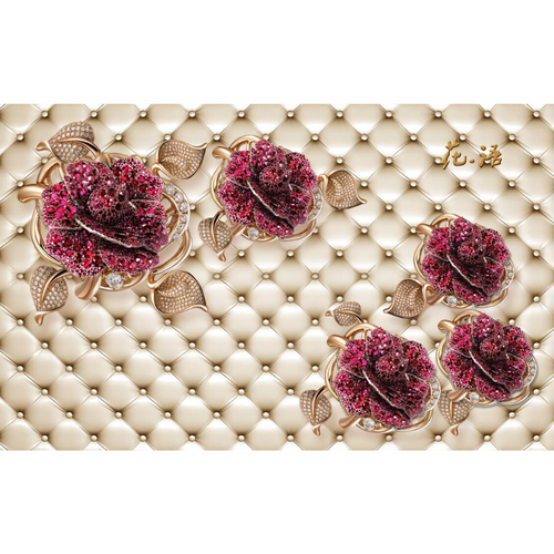 Bedazzled & Quilted Rose Floral Arrangement Wallpaper