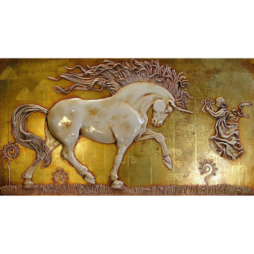 Luxurious Unique Stone-Sculpted Myth Unicorn Wallpaper