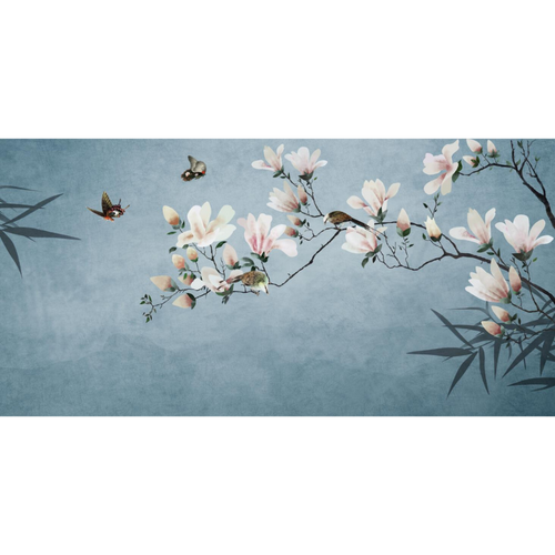 Tropical Japanese Styled Wildflower Tree Wallpaper