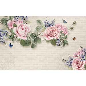 Brick Wall Floral Arrangement Wallpaper