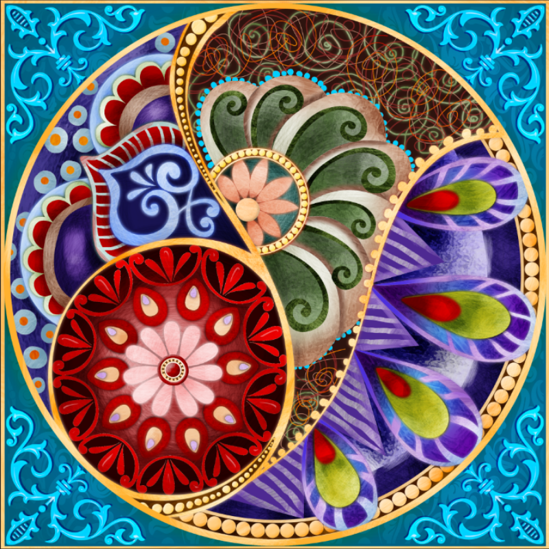 Traditional Abstract Colorful Plate Wallpaper