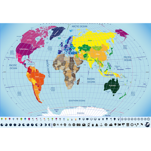 Colorful Graphic World Map Wallpaper