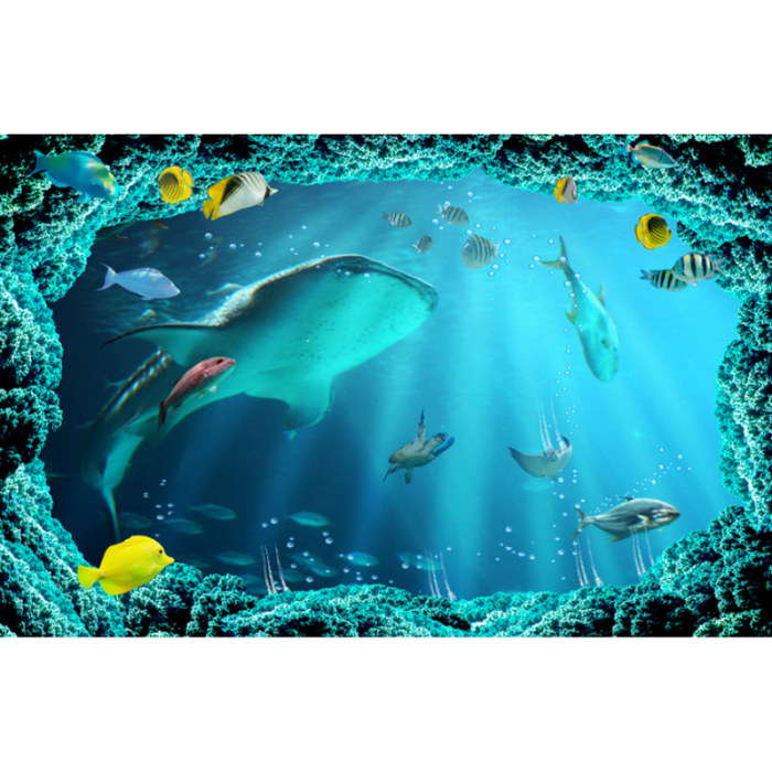 Underwater Cavern Whale Community Wallpaper