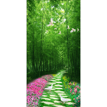 Beautiful Green Forest Floral Walkway Wallpaper