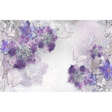 Wondrous Purple & White Floral Abstract Wallpaper