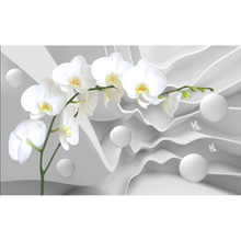 White Orchid Circular Grey Abstract Wallpaper