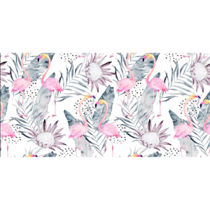 Simplistic Tropical Banana Leaf & Flamingo Wallpaper