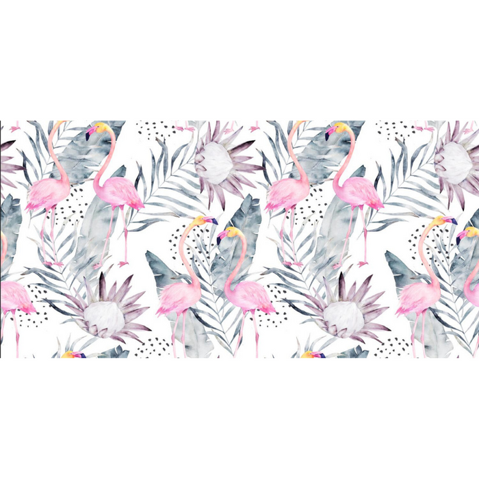 Simplistic Tropical Banana Leaf & Flamingo Wallpaper