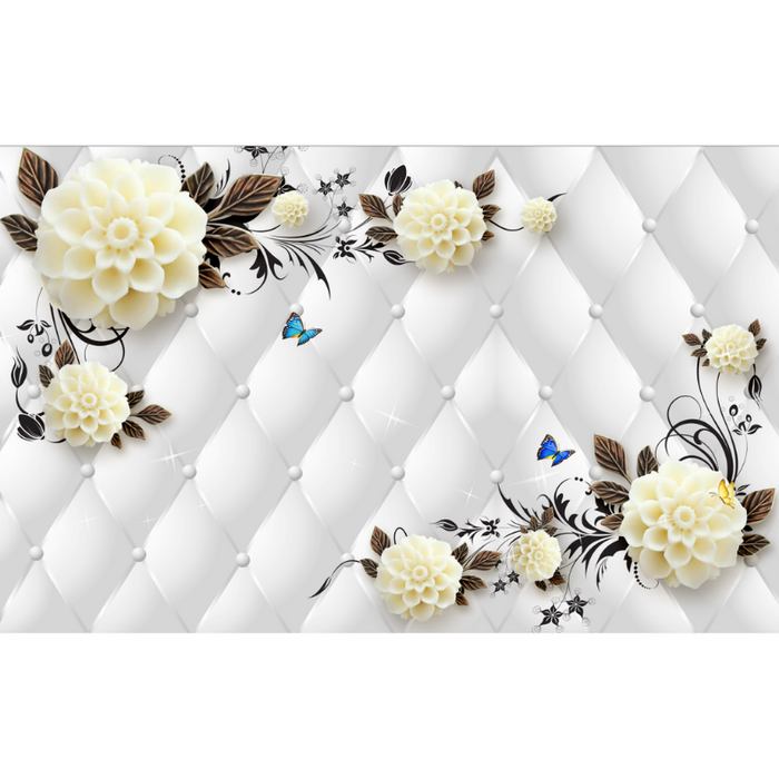 Quilted White Flower Arrangement Wallpaper