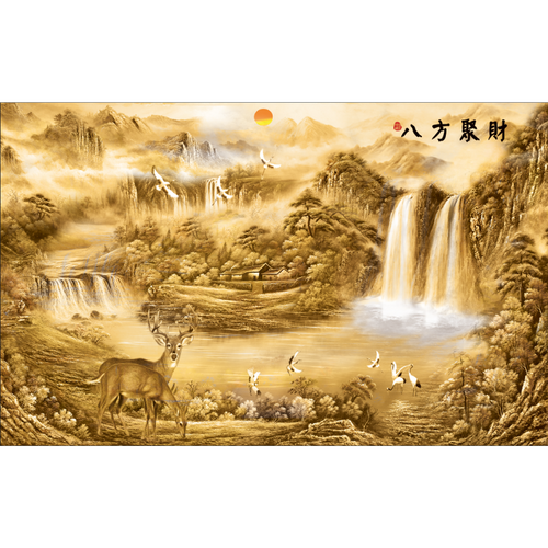 Asian Mountain Range Waterfall Environment Wallpaper