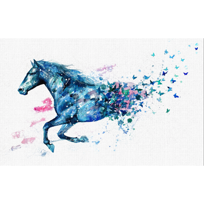 Abstract Colorful Horse & Butterfly Wallpaper