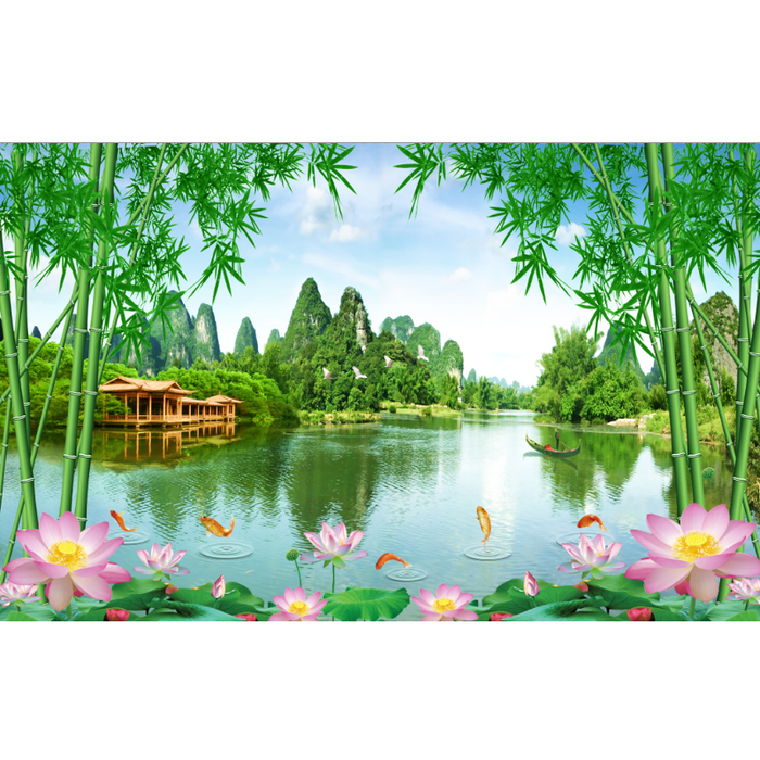 Bamboo Jungle Lakehouse View Wallpaper