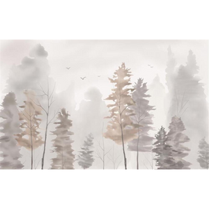 Modern Minimalist Watercolor Forest Peel And Stick Wallpaper