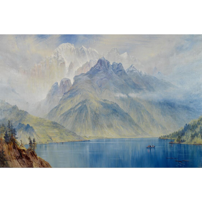 Painted Mountain Range & Lake Nature Wallpaper