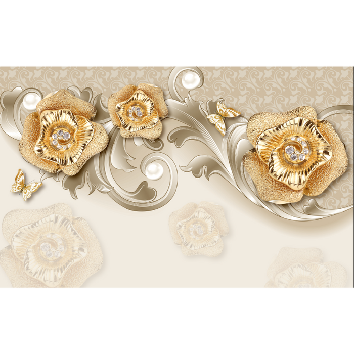 Luxurious Golden Flower Petal Abstract Wallpaper
