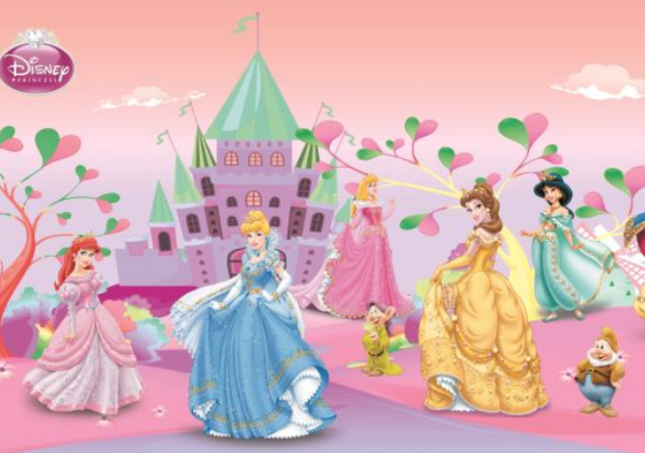 3D Colorful Disney Princess Wallpaper