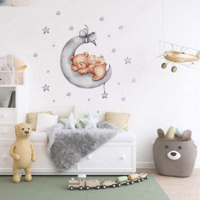 Bear Moon Decorative Sticker