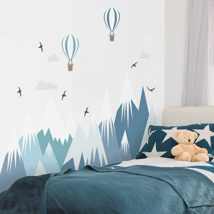 Big Size Cyan Triangle Mountain Wall Stickers