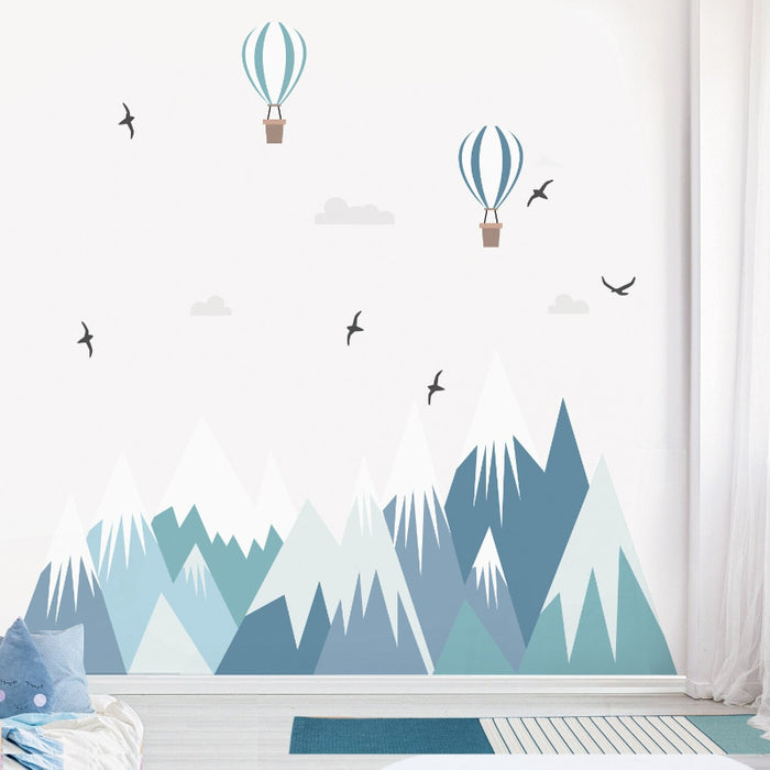 Big Size Cyan Triangle Mountain Wall Stickers