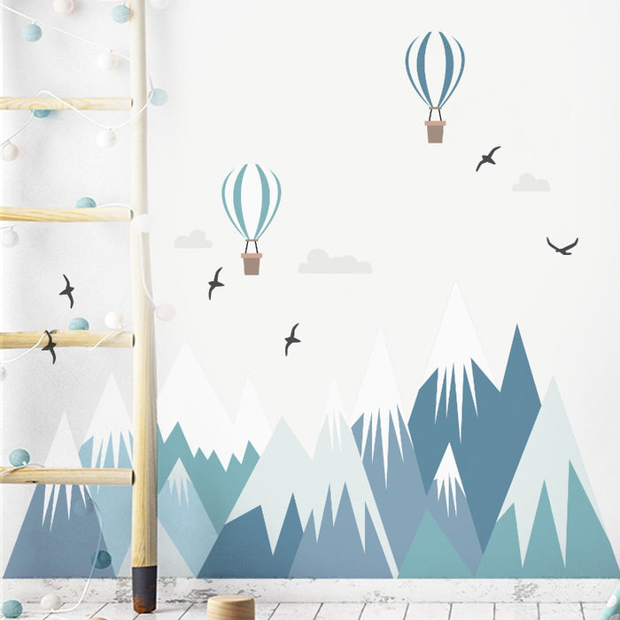 Big Size Cyan Triangle Mountain Wall Stickers