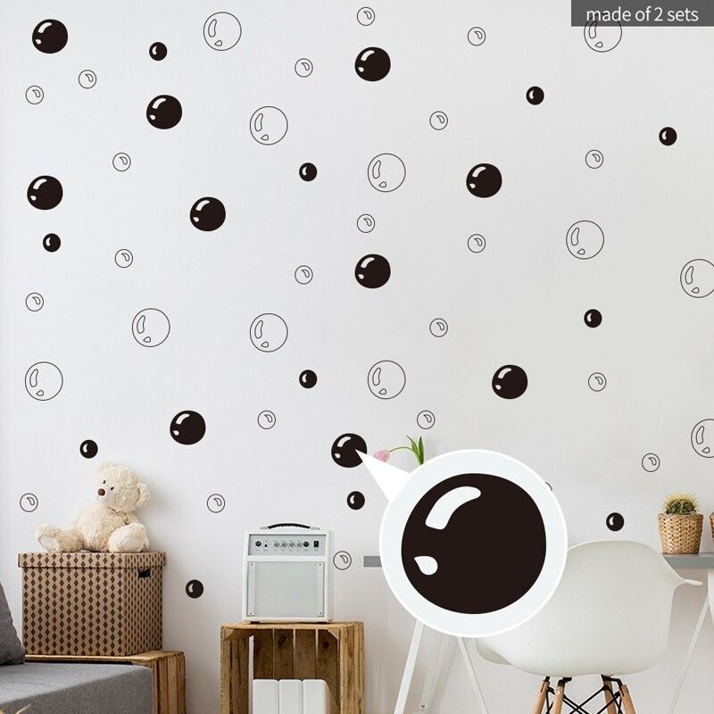 Black Bubbles Circle Wall Stickers