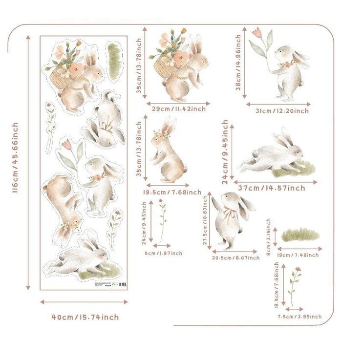 Bunny And Flowers Wall Stickers