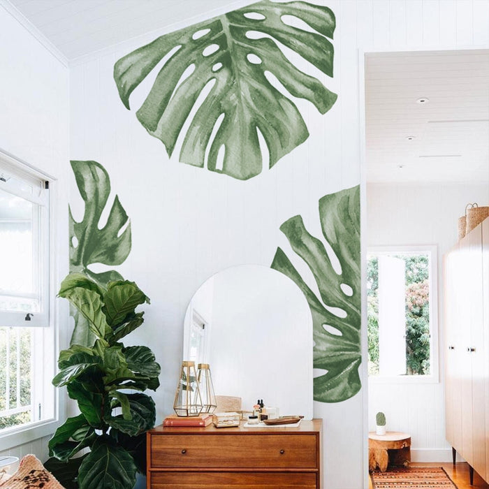 Boho Monstera Leaves Wall Stickers